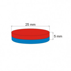 Неодимов магнит цилиндър диам.25x5 N 80 °C, VMM4-N35