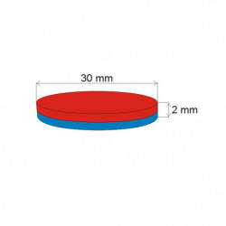 Неодимов магнит цилиндър диам.30x2 N 80 °C, VMM5-N38