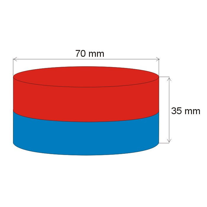 Неодимов магнит цилиндър диам.70x35 N 80 °C, VMM8